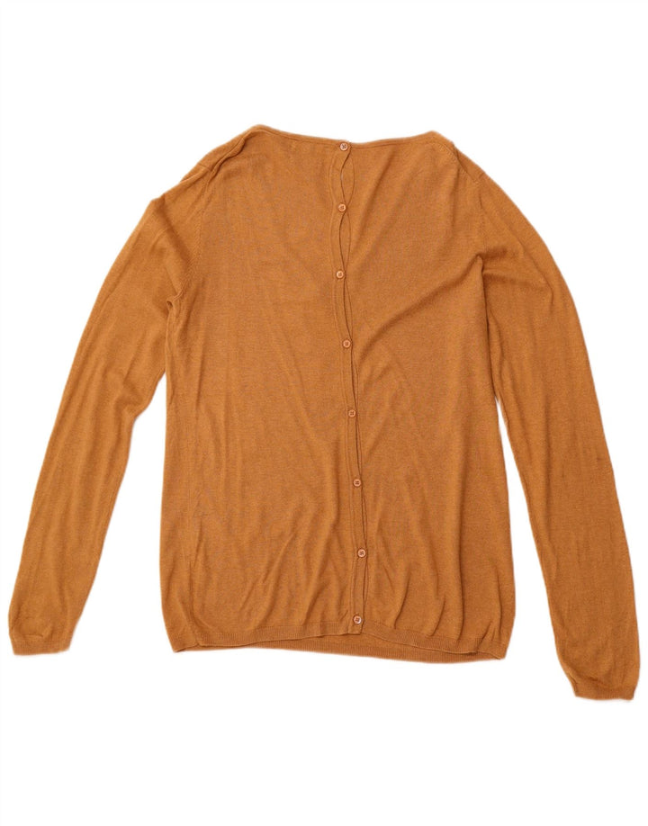 MASSIMO DUTTI Pulover cu decolteu în V pentru femei UK 14 Bumbac maro mare