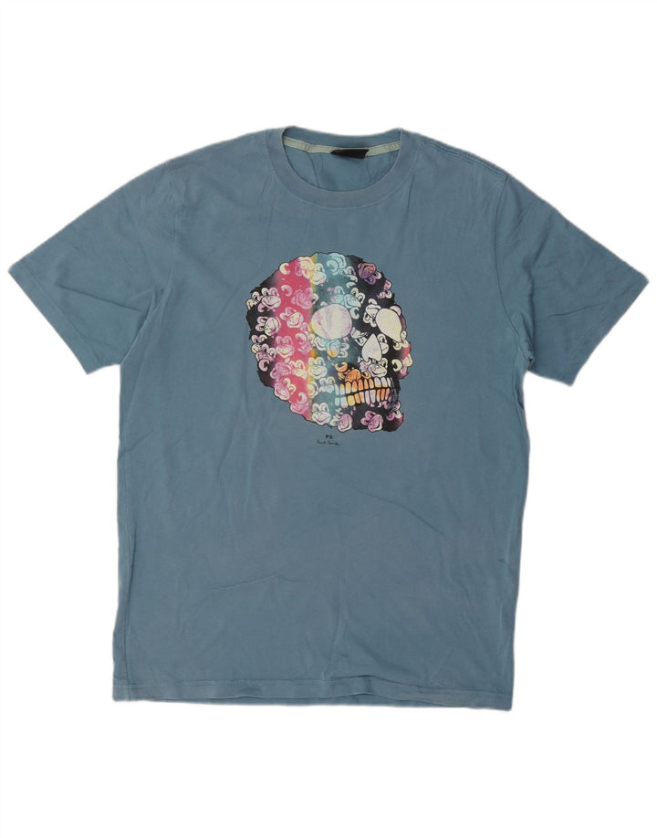 Tricou grafic pentru bărbați Paul Smith Top din bumbac albastru mediu