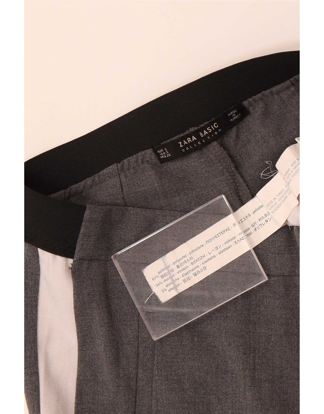 Pantaloni chino slim pentru femei Zara Mici L26 L28 Gri Poliester color bloc