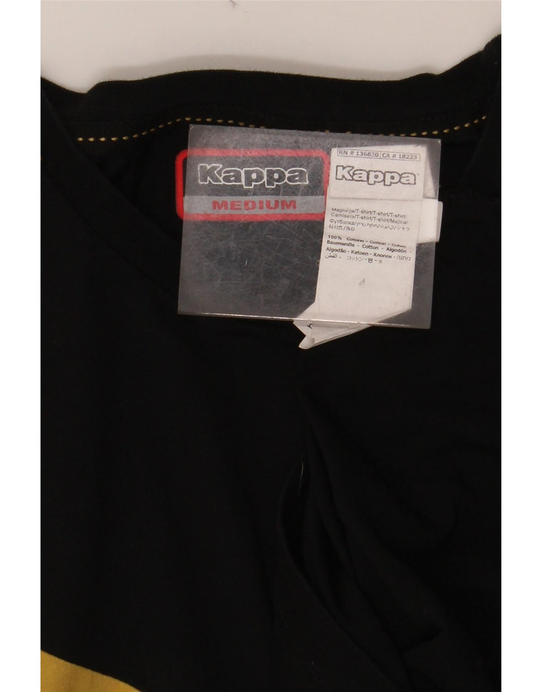 Tricou grafic KAPPA pentru bărbați Top mediu negru din bumbac color bloc