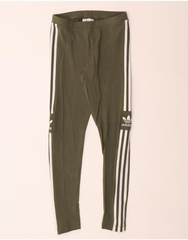 Leggings pentru femei ADIDAS UK 10 mic bumbac kaki