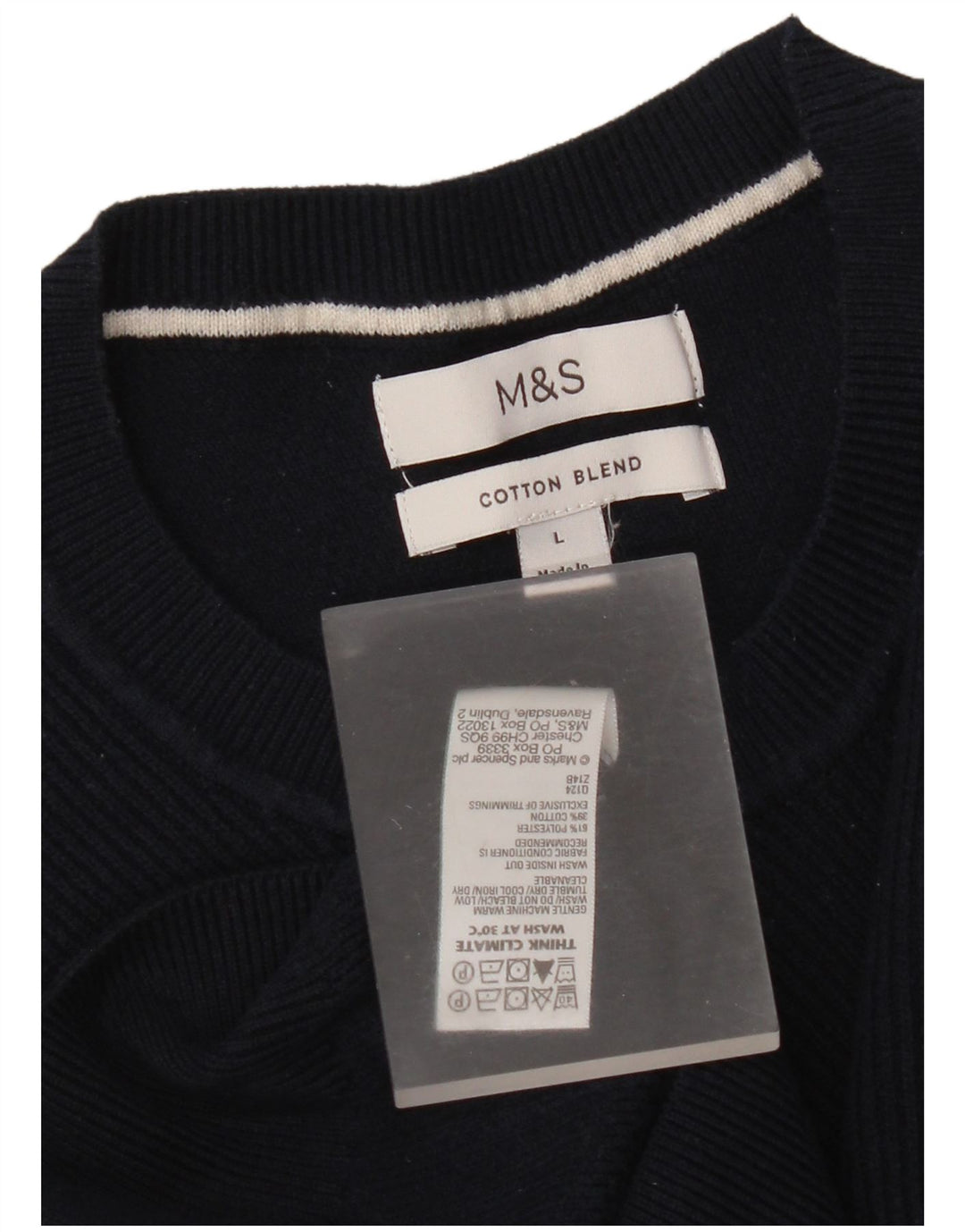 Pulover pentru bărbați Marks & Spencer, cu gât crew, poliester mare, albastru