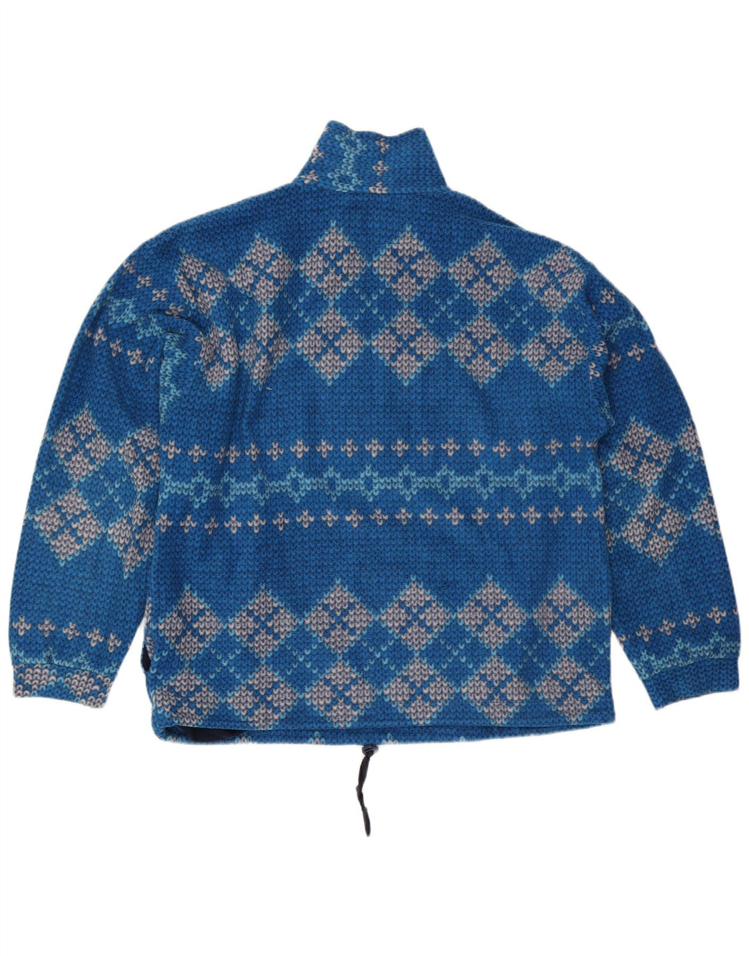 Pulover vintage pentru bărbați, cu fermoar, cu gât, mare, albastru, geometric