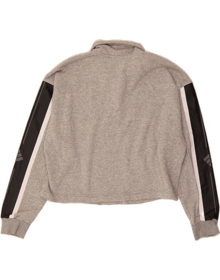 ADIDAS Womens Oversized Crop Sweatshirt Jumper UK 12/14 Medium Grey Vintage Adidas and Second-Hand Adidas from Messina Hembry 