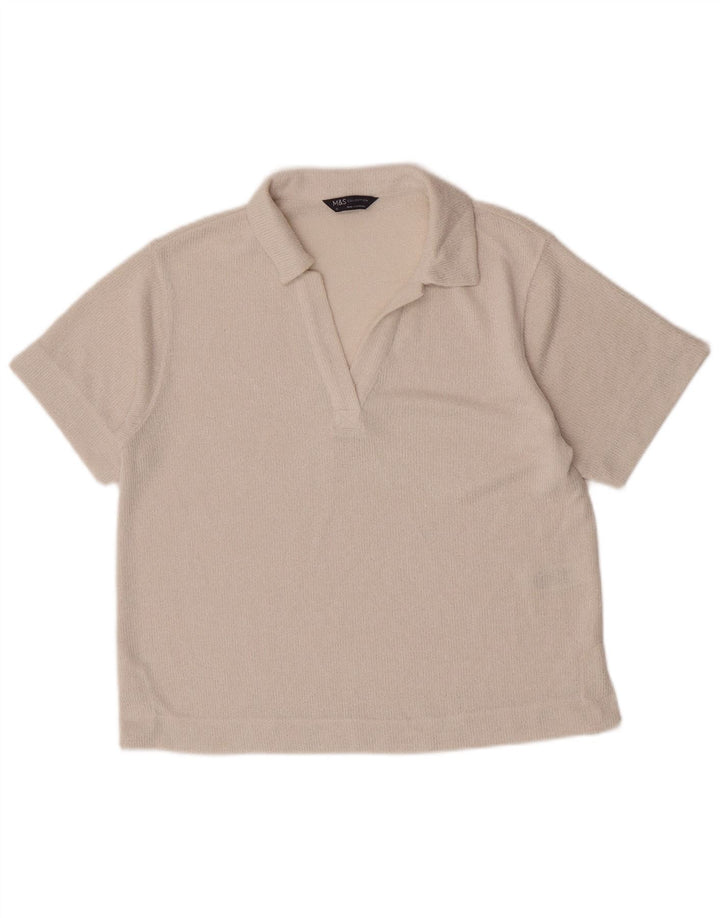 Tricou polo pentru femei Marks & Spencer UK 12 Poliester alb mediu