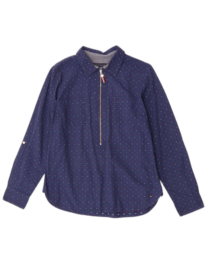 Cămașă pulover pentru femei Tommy Hilfiger UK 14 Medium bleumarin, bumbac cu pete