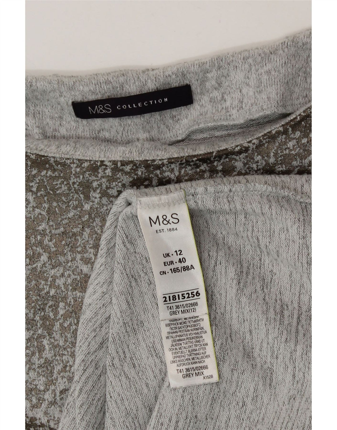 Marks & Spencer Top pentru femei cu mânecă lungă UK 12 Medium Gri Poliester