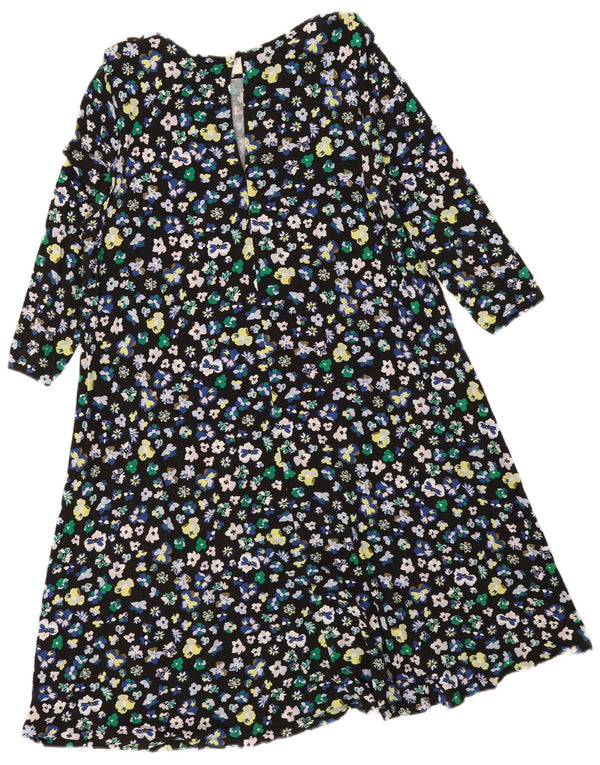 Rochie în formă de A pentru femei Marks & Spencer, mânecă 3/4, UK 18 XL, neagră, florală