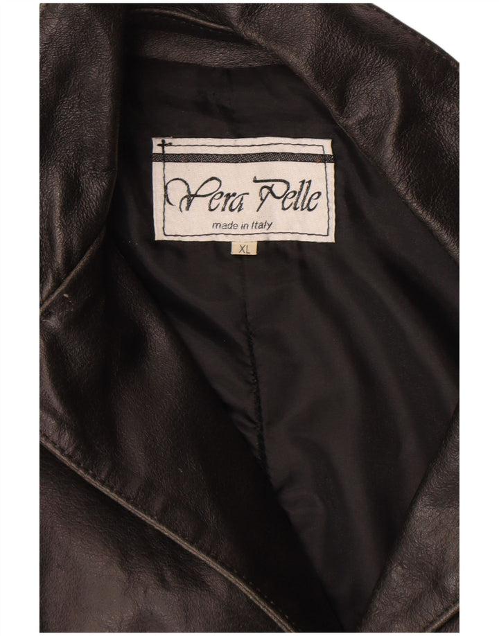 Jachetă de piele vintage pentru femei UK 18 XL din piele neagră