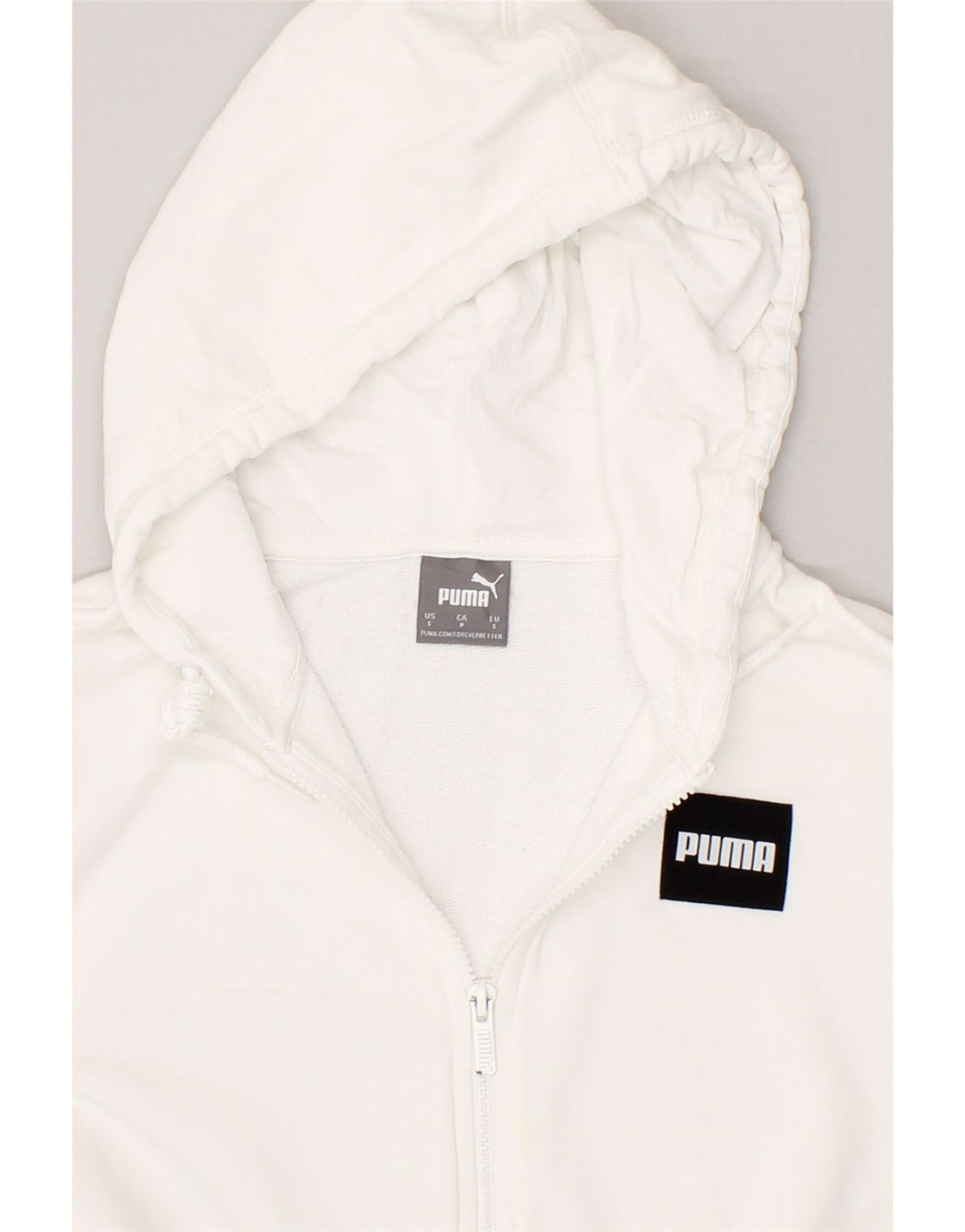 PUMA Mens Zip Hoodie Sweater Small White Cotton Vintage Puma and Second-Hand Puma from Messina Hembry 
