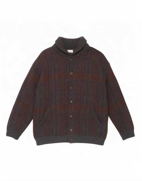 Pulover Cardigan Settebello pentru bărbați, mare, gri acrilic cu carouri