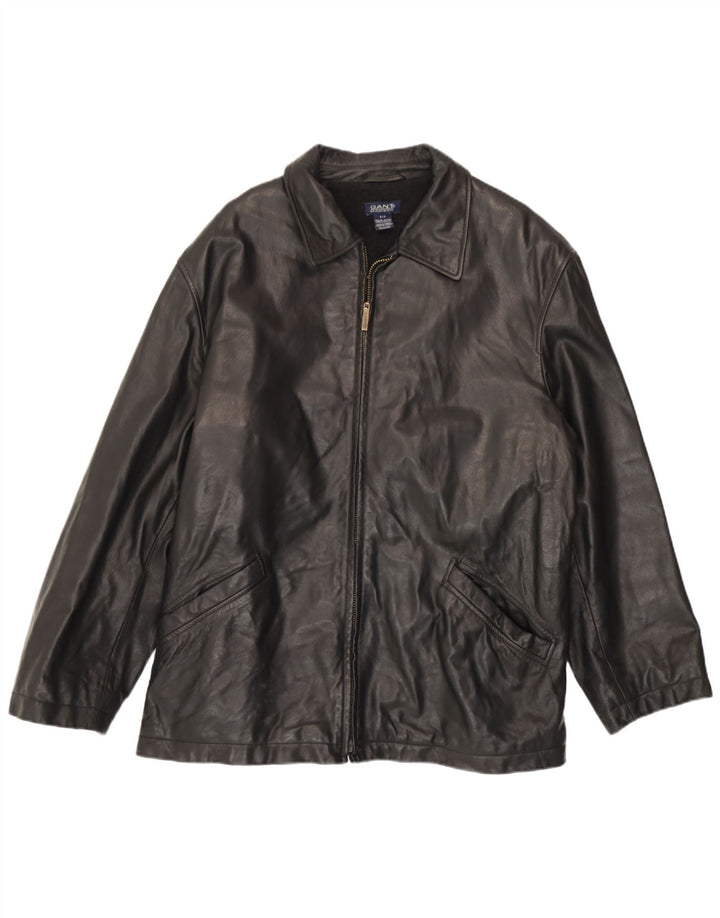 Jachetă de piele pentru bărbați Gant UK 38 Medium Black Leather