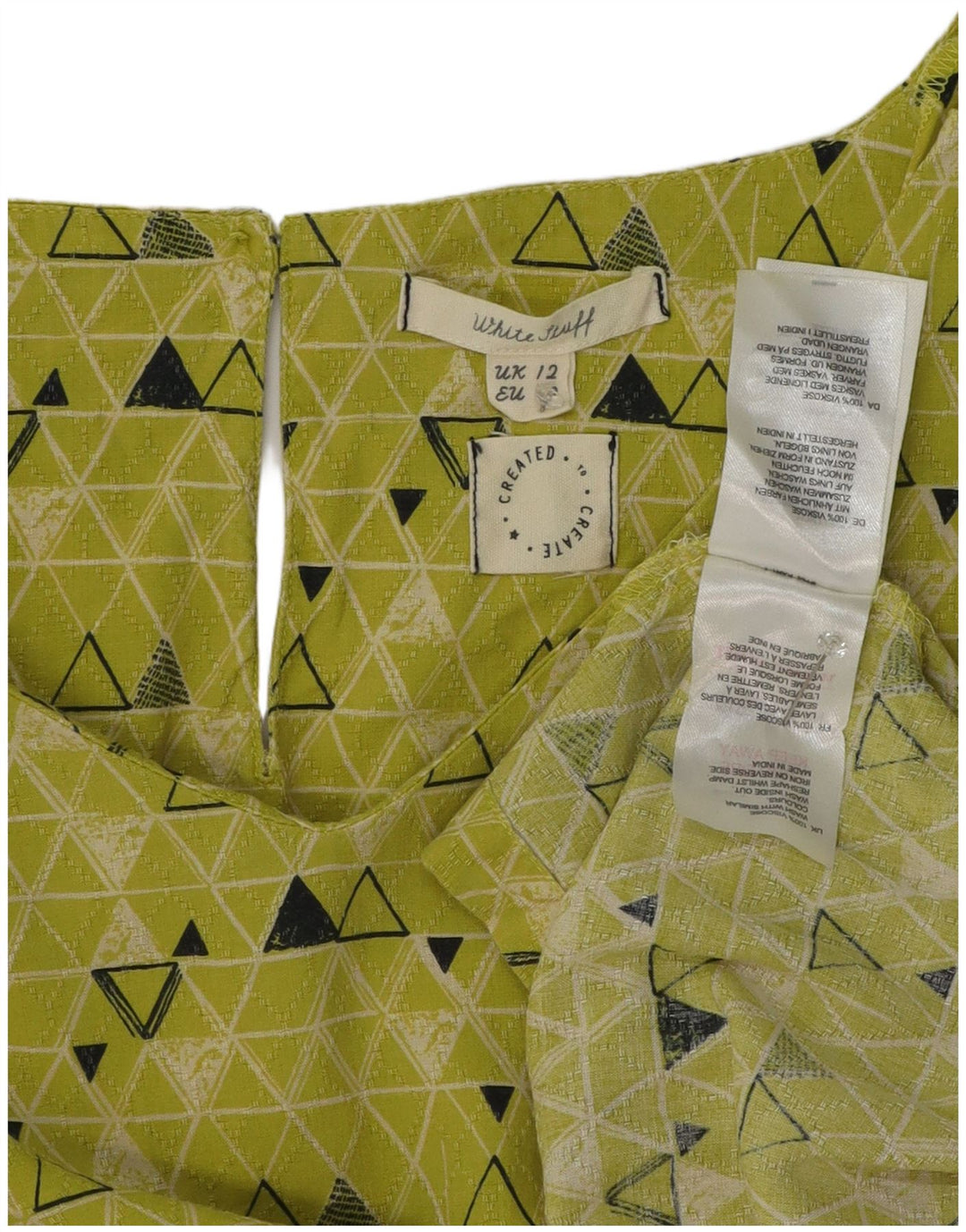 Bluză pentru femei White Stuff, cu mâneci 3/4, UK 12 Medium Green Geometric