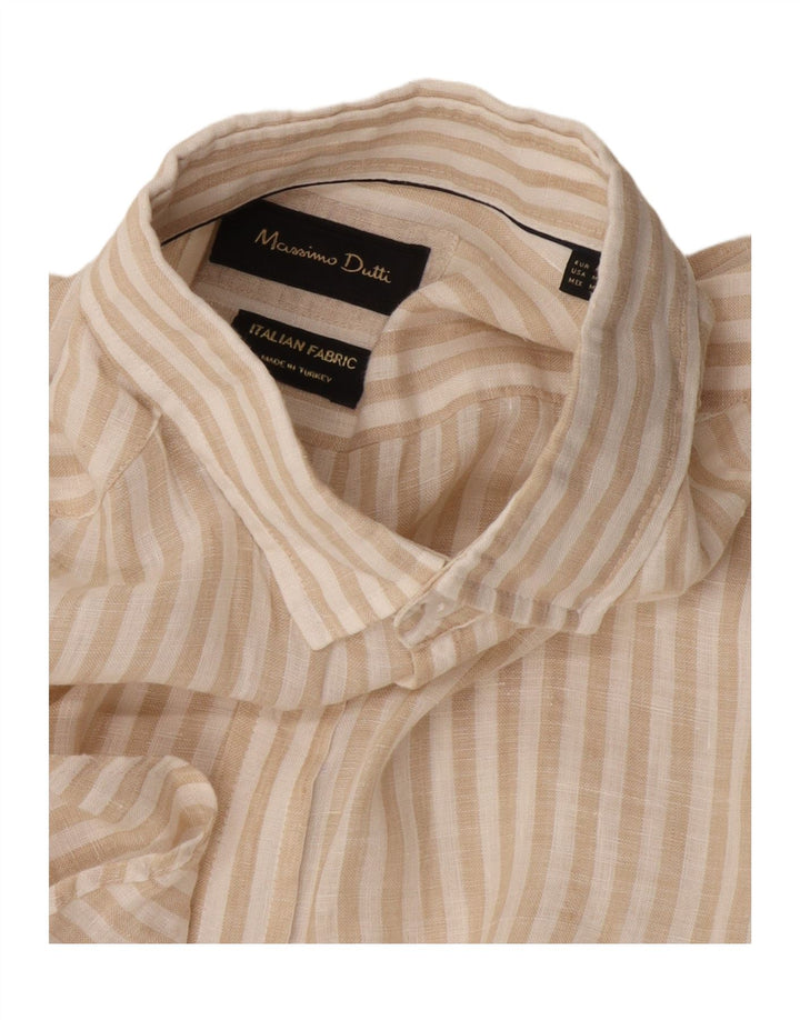 Cămașă Massimo Dutti Bărbați Medium Bej Pinstripe
