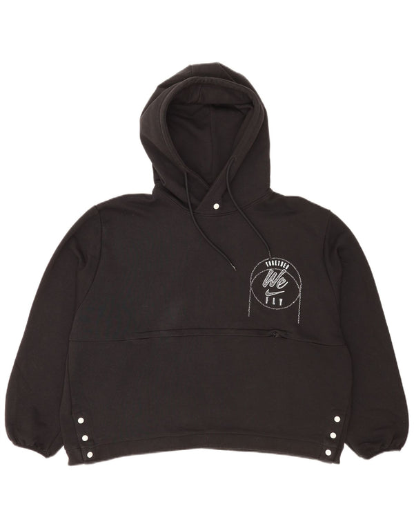 Pulover Nike pentru femei, cu formă relaxată, cu glugă, UK 14, mare, negru, sport