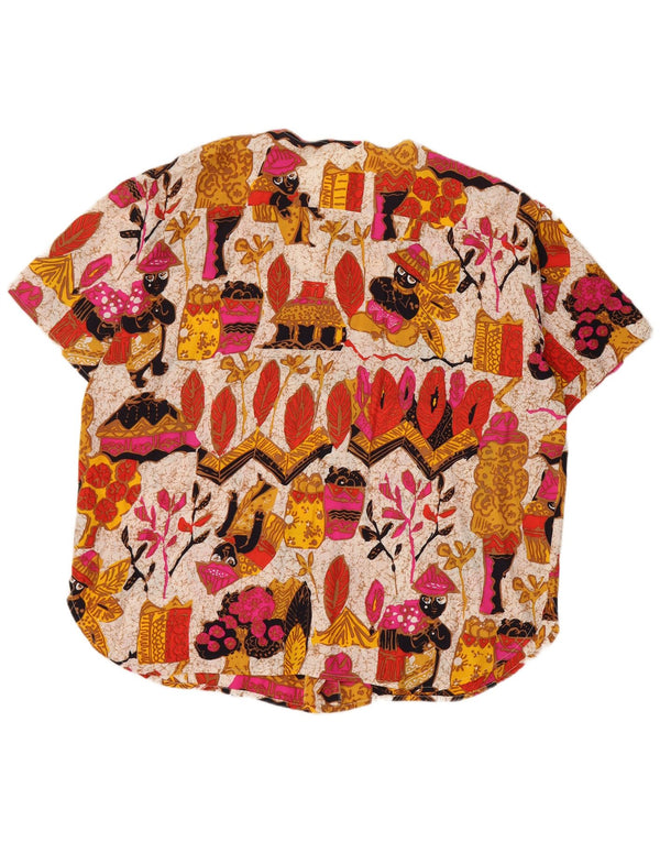 Bluză vintage cu mânecă scurtă pentru femei cu grafică UK 20 2XL Alb Floral