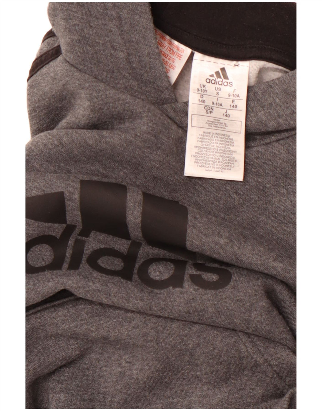 Pulover ADIDAS pentru băieți, cu glugă, 9-10 ani, gri bumbac