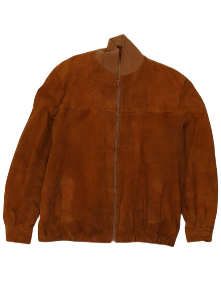 Jachetă Bomber Vintage pentru bărbați din piele intoarsa IT 52 XL Bej