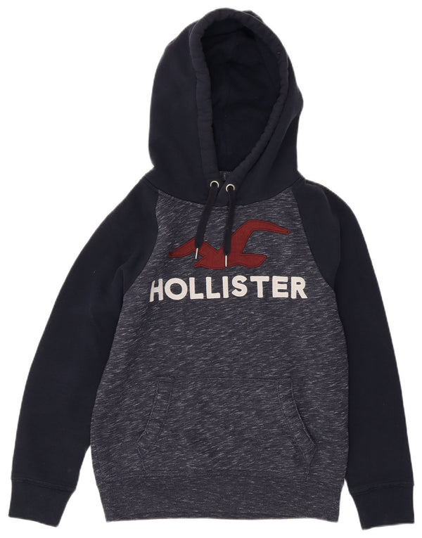 Pulover pentru bărbați HOLLISTER cu glugă grafică XS bleumarin din bumbac color bloc