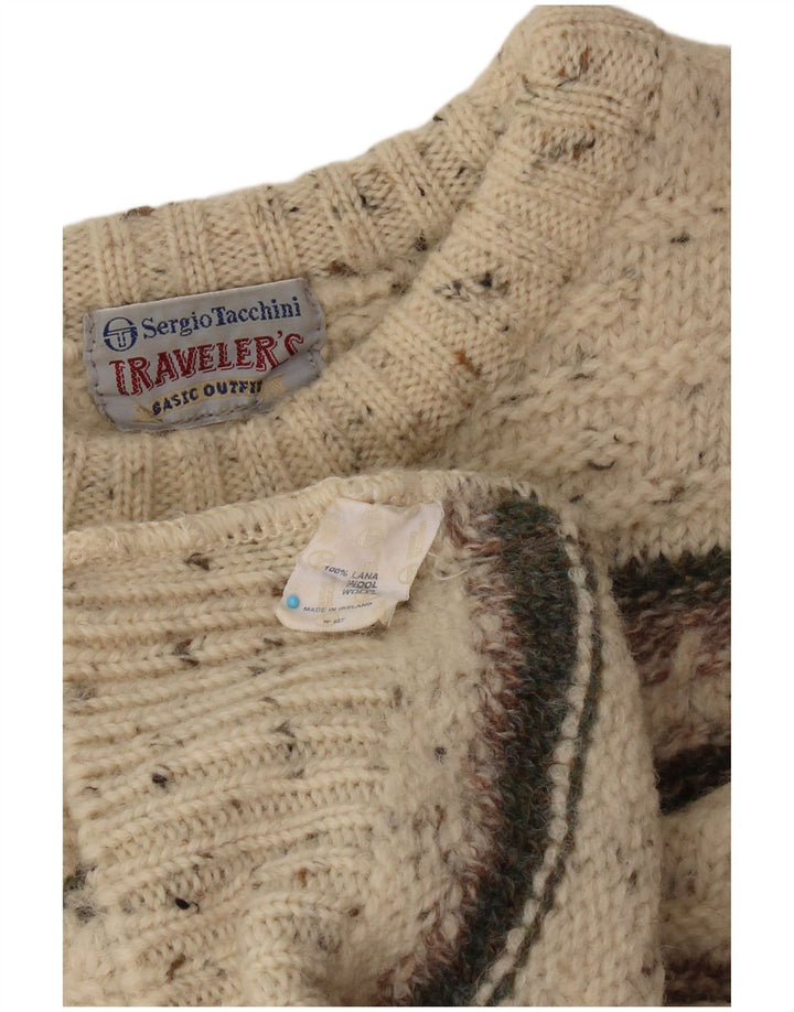 SERGIO TACCHINI Pulover pentru femei cu decolteu rotund UK 16 mare, bej, cu dungi