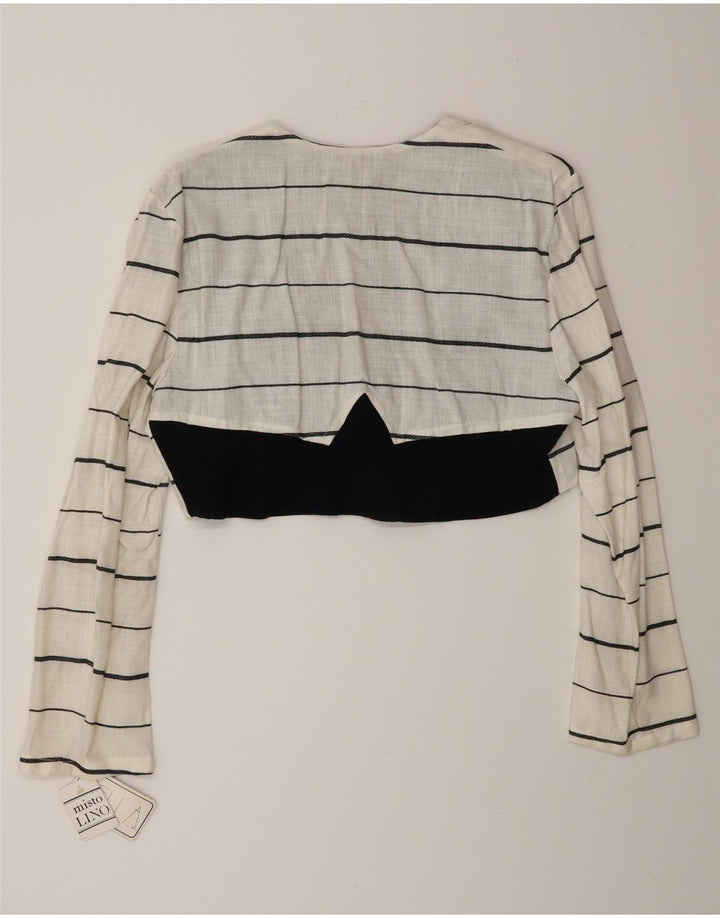 Jachetă Bolero Vintage pentru femei la dublu piept IT 44 Medium White Striped