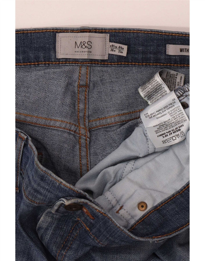 Blugi drepti pentru bărbați Marks & Spencer W36 L33 Bumbac albastru