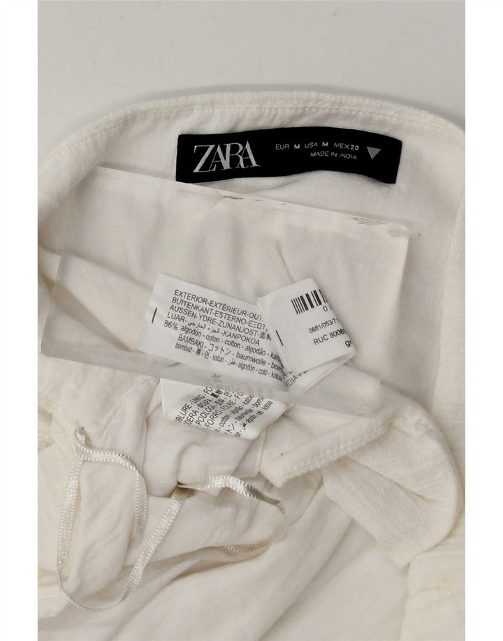 Top Halter pentru femei Zara UK 12 Medium White Bumbac