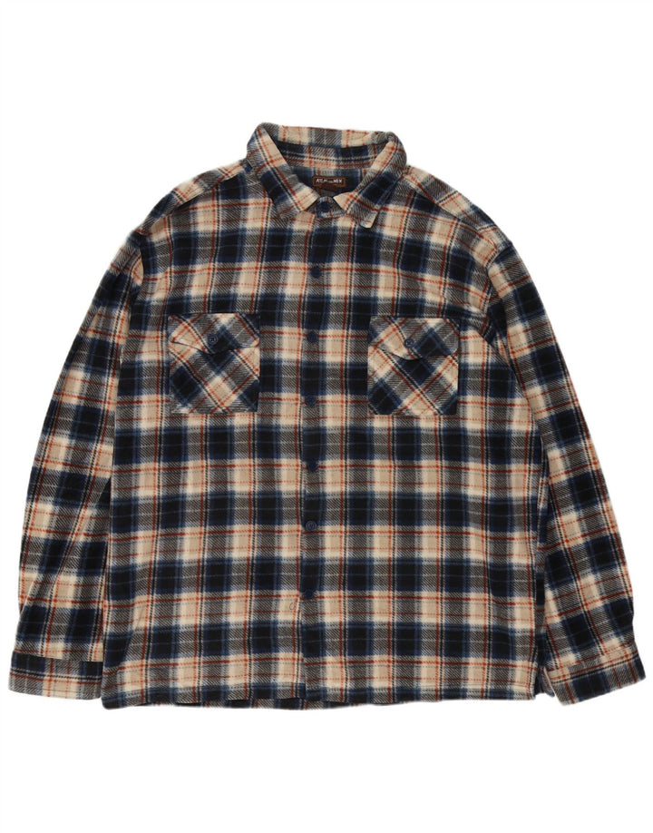 ATLAS FOR MEN Cămașă pentru bărbați din lână 3XL, poliester cu carouri albastre