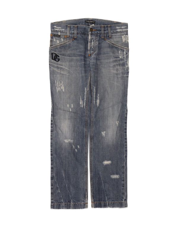 Dolce & Gabbana Blugi Distressed Dript pentru bărbați IT 48 Medium L32 L33 Albastru