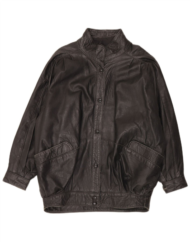 Jachetă de piele vintage pentru femei UK 20 2XL din piele neagră