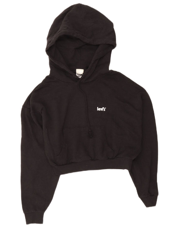 Jumper Levi's Crop Hoodie pentru femei UK 14 Medium Black Bumbac