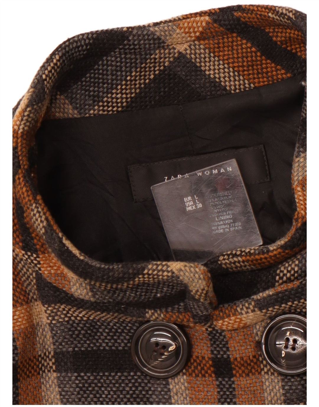 Palton dublu pentru femei ZARA UK 14, mare, negru, acrilic