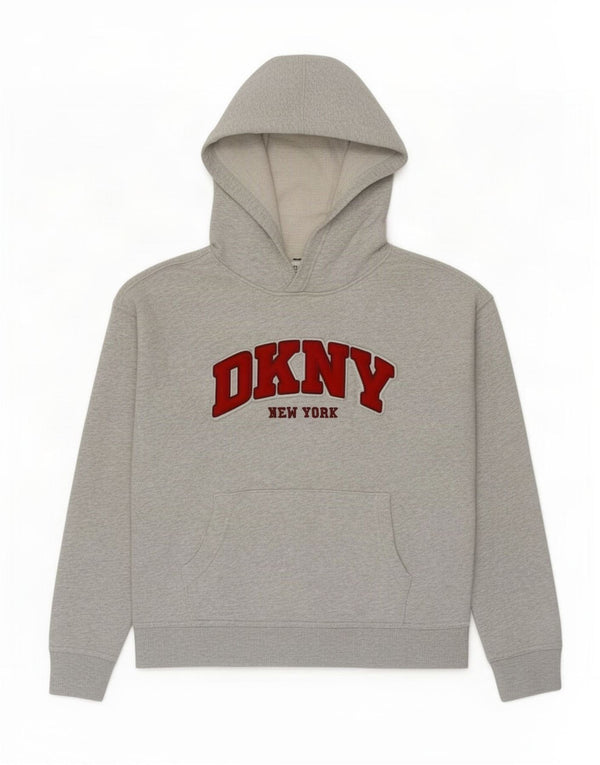 Dkny Pulover cu glugă cu grafic pentru femei UK 14, bumbac gri mediu