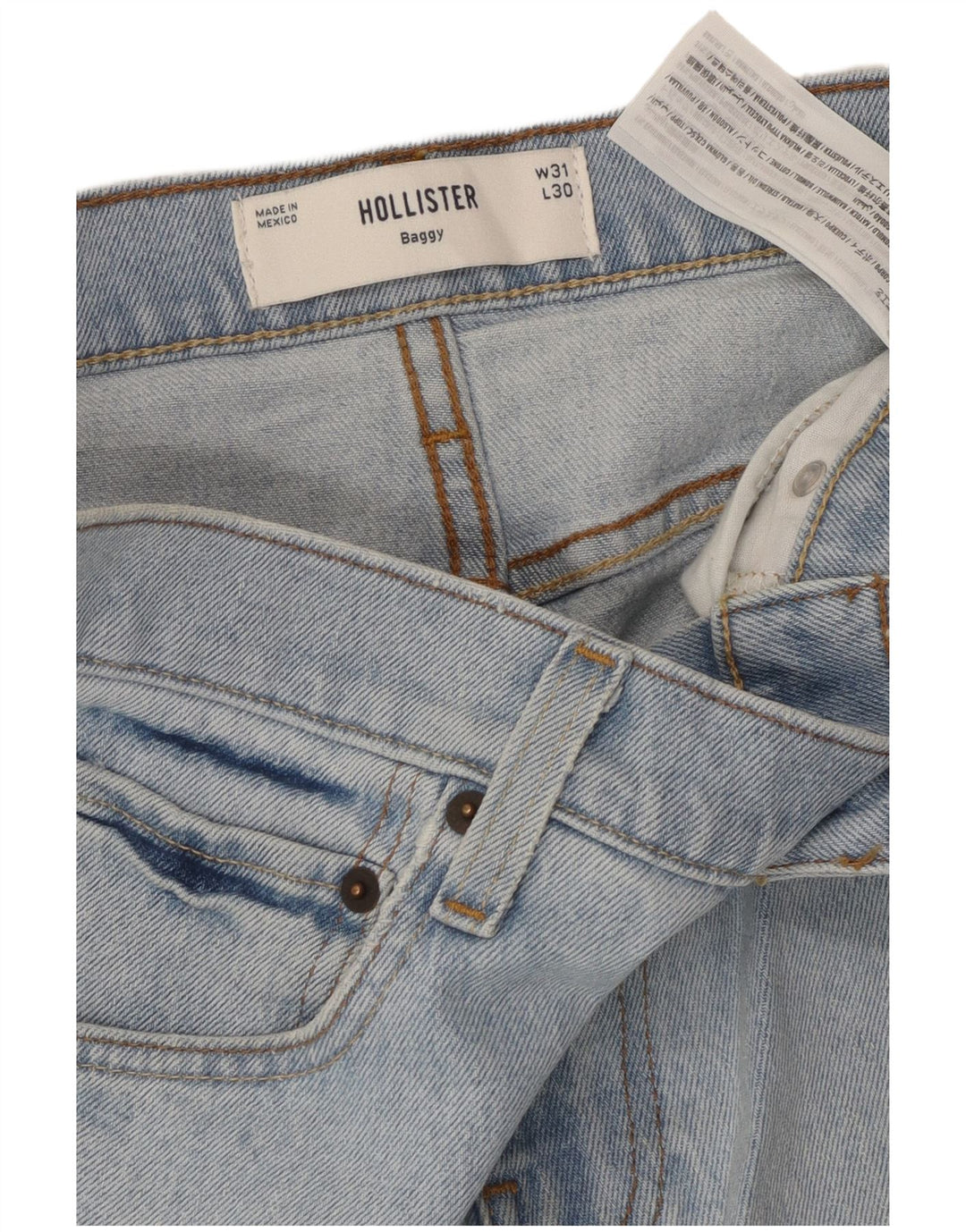 Blugi largi pentru bărbați HOLLISTER W31 L30 bumbac albastru