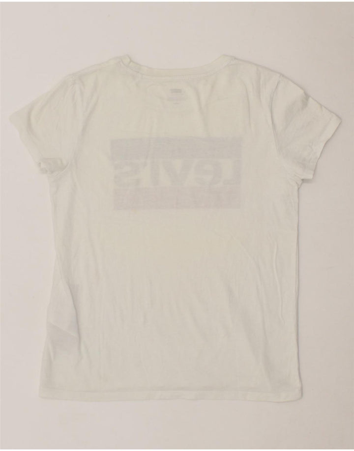 LEVI'S Womens Graphic T-Shirt Top UK 10 Small White Cotton Vintage Levi's and Second-Hand Levi's from Messina Hembry 