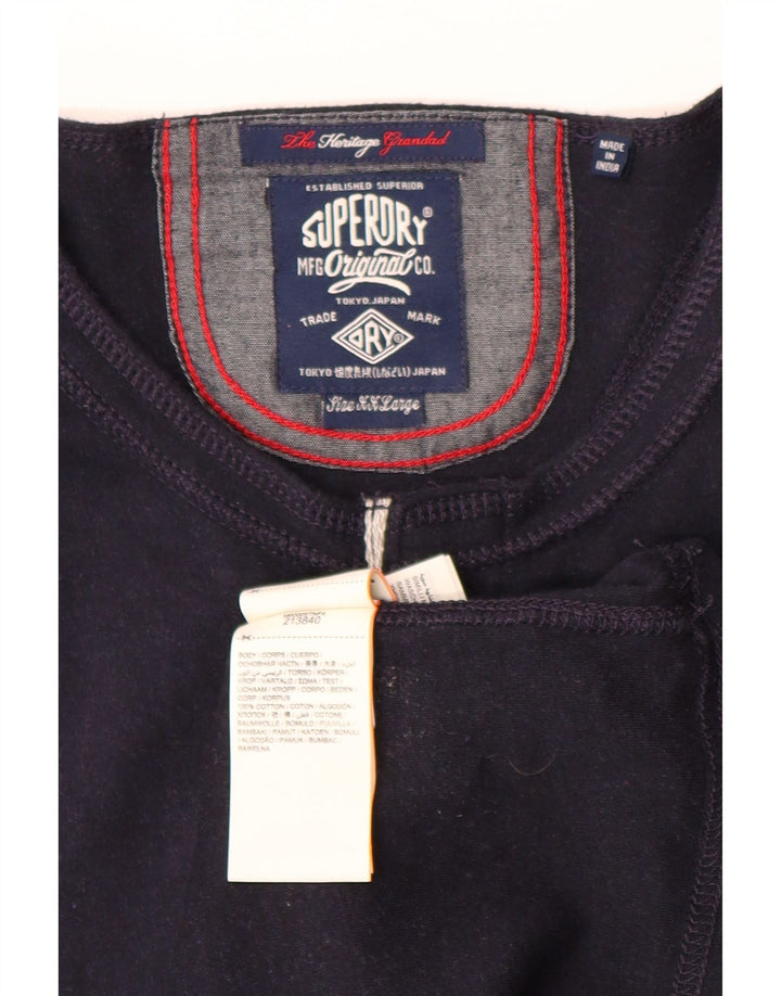 SUPERDRY Top pentru bărbați cu mânecă lungă 2XL din bumbac bleumarin