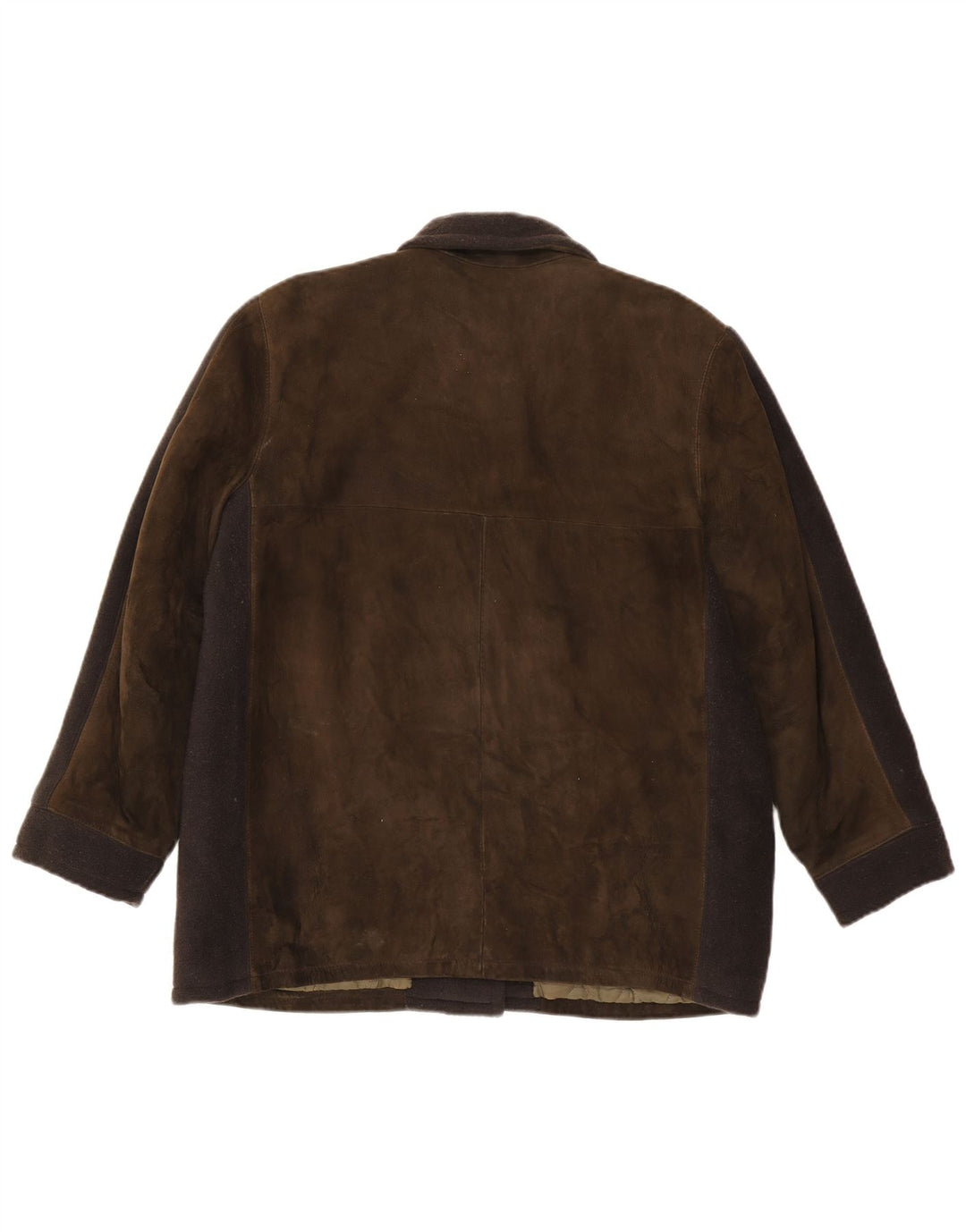Jachetă vintage pentru femei de piele intoarsa UK 16 mare maro colorblock