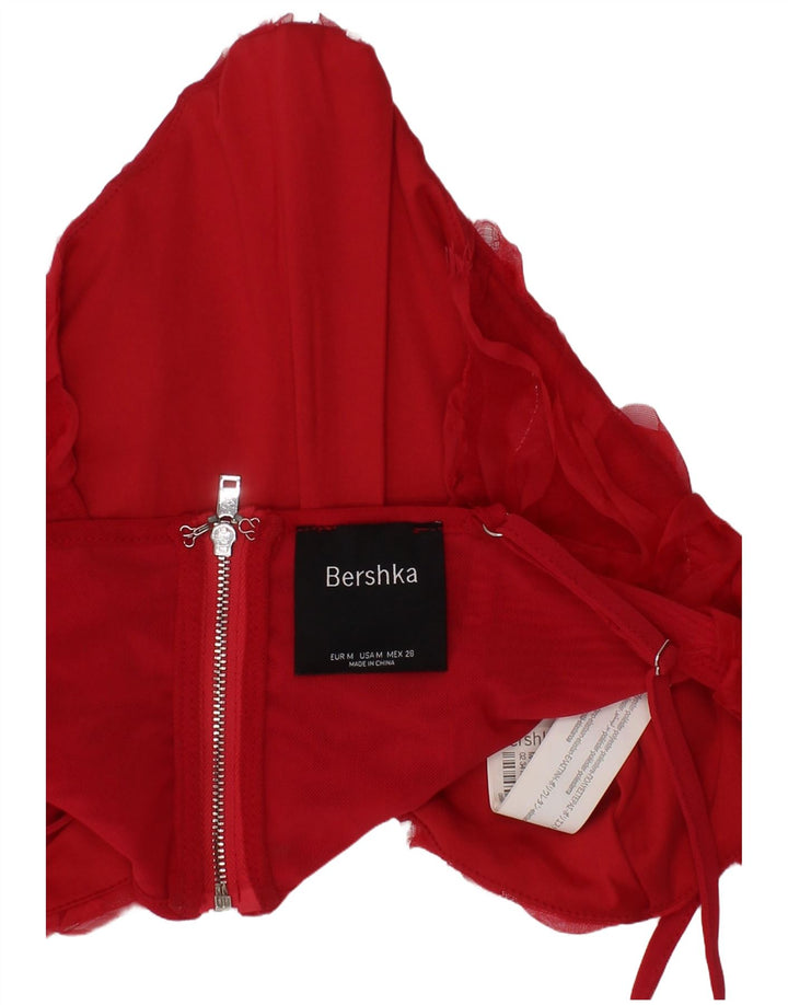 Top corset Bershka pentru femei, roșu mediu, poliester Festival