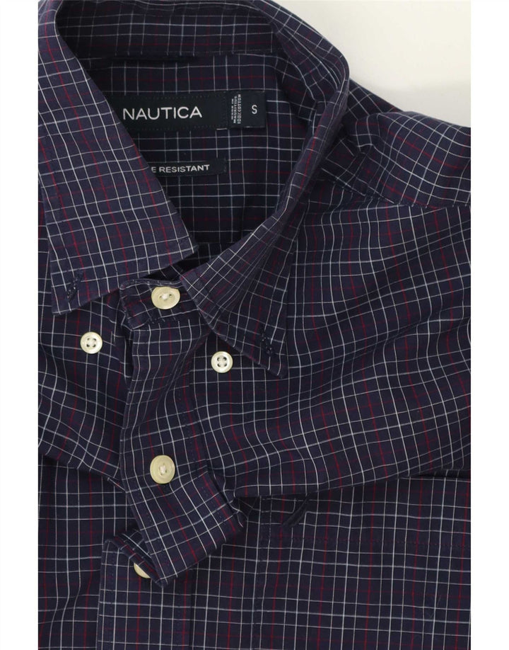 Cămașă Nautica Bărbați Mic, Bumbac Cu Checker Albastru Marin
