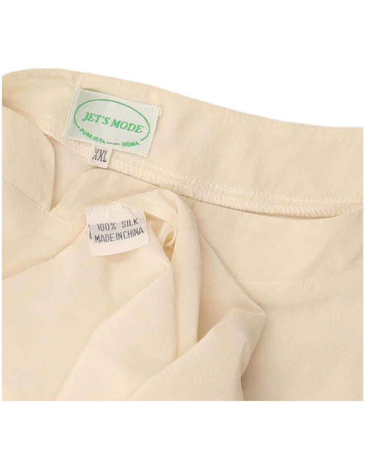 Bluză fără mâneci pentru femei VINTAGE, 20 UK 2XL, mătase alb