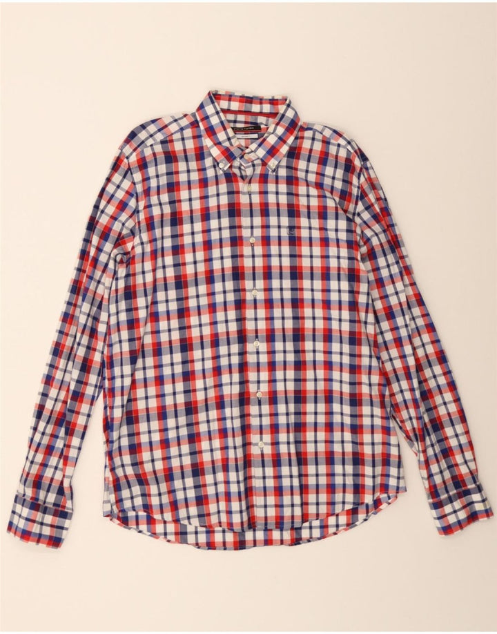 PIERRE CARDIN Mens Slim Fit Shirt Size 18 45 2XL Multicoloured Check Vintage Pierre Cardin and Second-Hand Pierre Cardin from Messina Hembry 