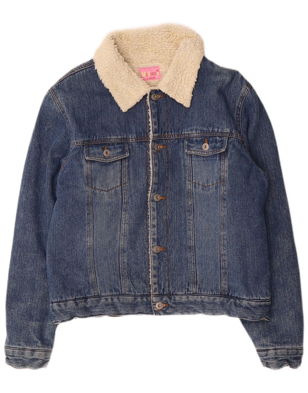 Jachetă Sherpa de denim pentru femei Madonna UK 18 XL, bumbac albastru
