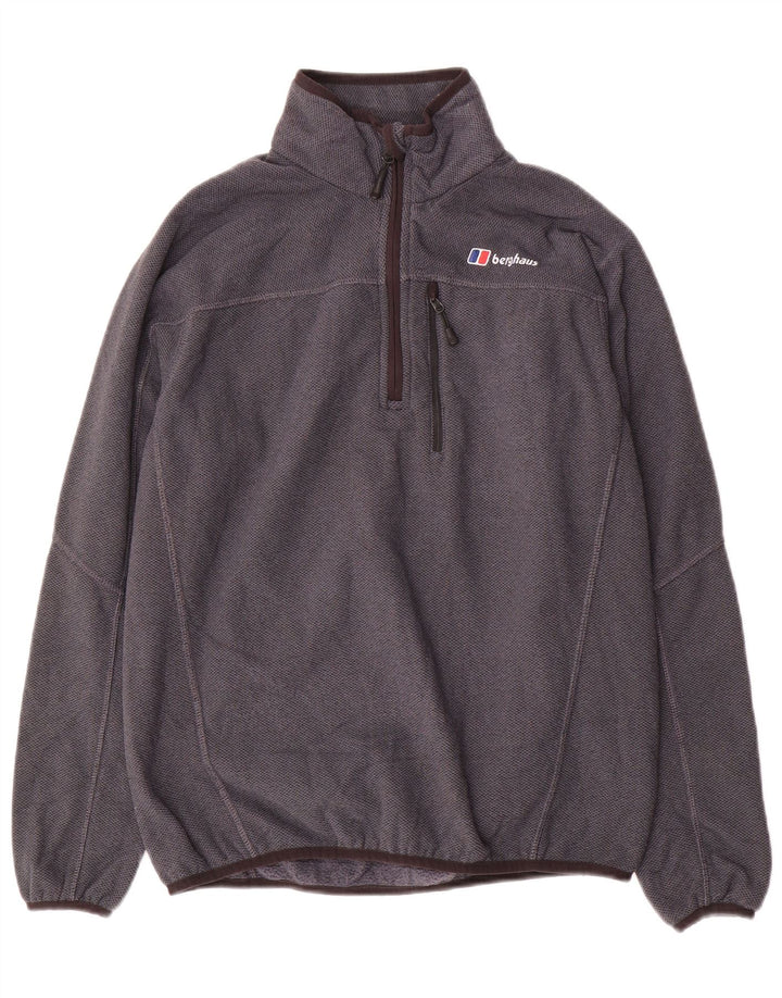 BERGHAUS Pulover pentru bărbați, cu fermoar, cu gât, poliester mic, gri