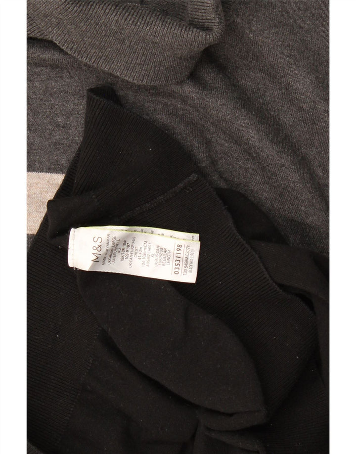 Pulover pentru bărbați Marks & Spencer cu gât rulat, mare, negru, color block