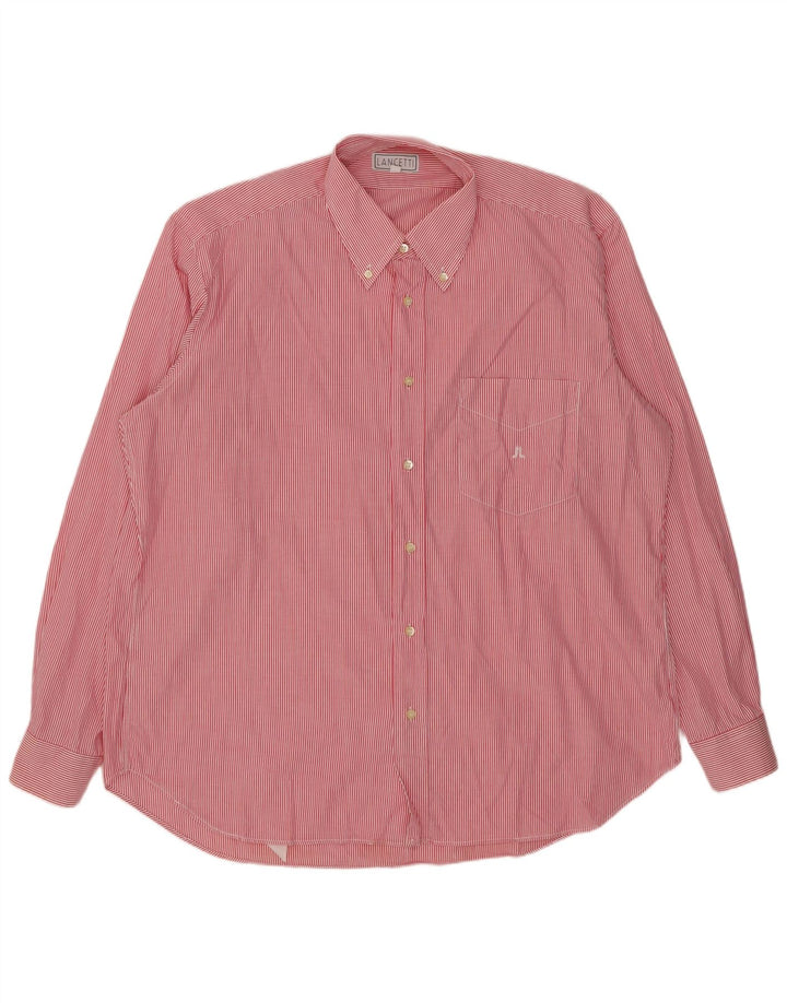 Cămașă pentru bărbați LANCETTI Mărimea 43 17 XL Red Pinstripe