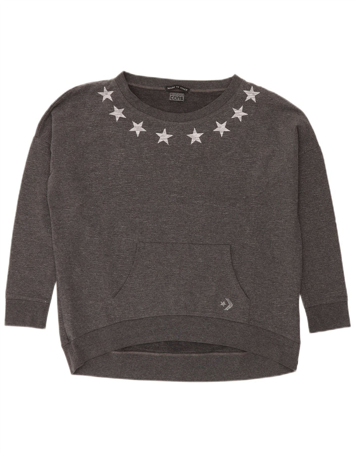 Pulover cu grafic pentru femei Converse UK 12 Medium Grey Flecked