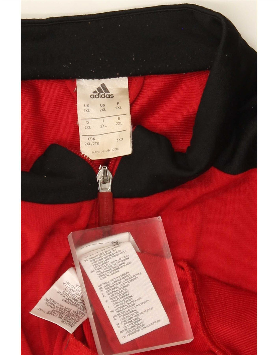 Jachetă de trening pentru bărbați Adidas, 2XL, roșu, poliester color bloc