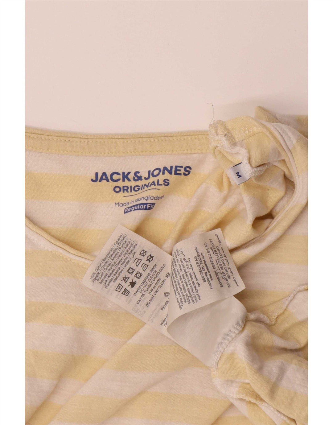Tricou Jack & Jones pentru bărbați Top din bumbac cu dungi galbene medii