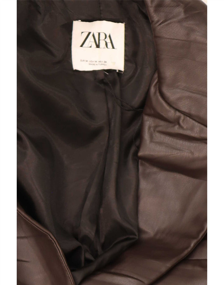 Jachetă Blazer din piele artificială pentru femei, cu 1 nasture, UK 14, maro mediu