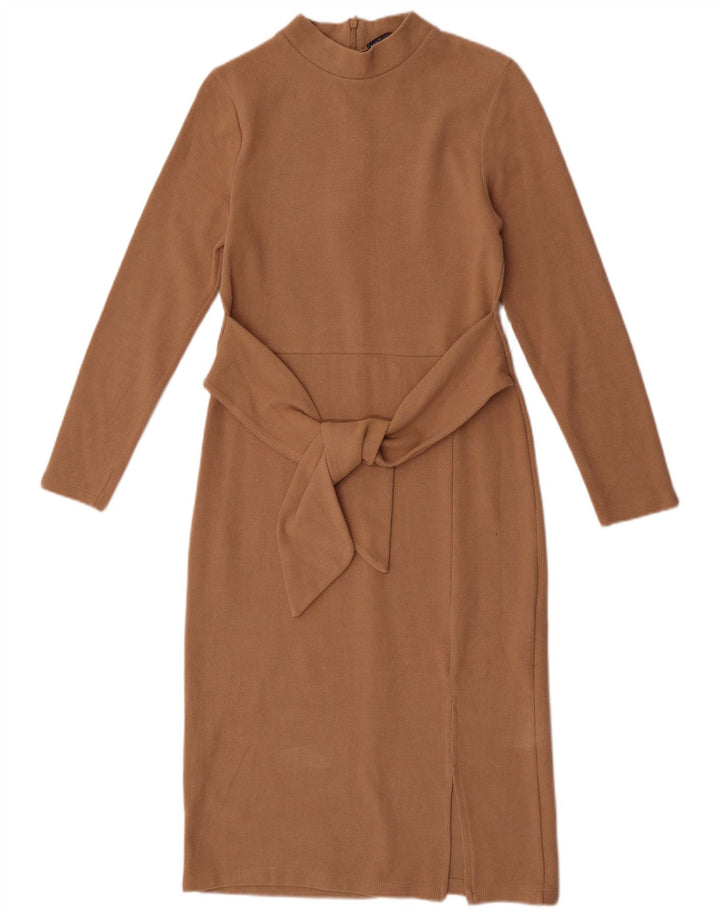 Rochie pulover cu mânecă lungă pentru femei Marks & Spencer UK 8 Mic Bej Poliester